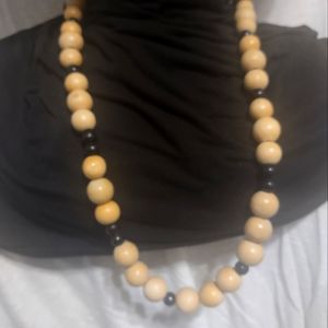 Handmade Wooden bead necklace 31"
